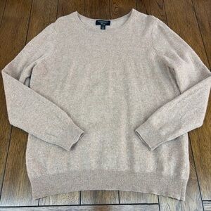 CHARTER CLUB Luxury Womens XL 100% Cashmere Crewneck Sweater Praline Brown